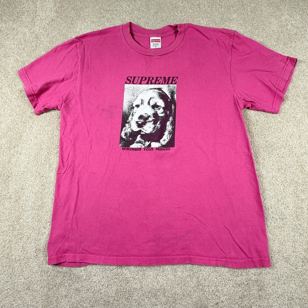 Supreme T-Shirt Mens Medium Pink Good Remember Your Friends Dog Graphic Tee